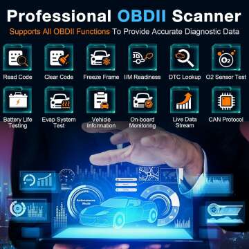 OBD2 Scanner Battery Tester for Car: Color Screen Code Reader Easy Setup Clear Engine Fault Light - Diagnostic Scan Tool Read Voltage/Life for All OBD II Protocol Cars Since 1996