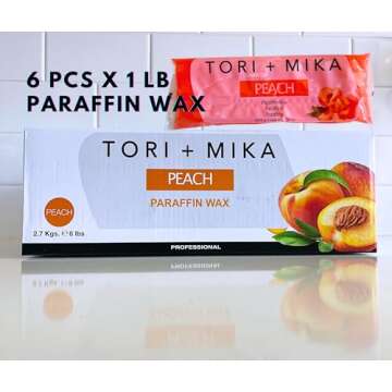 Tori Mika Paraffin Wax Refills, 6 lbs Scented Paraffin Wax Blocks for Paraffin Bath, Paraffin Wax Machine Refills for Hand Feet Dry Skin, Help Stiff Muscles and Pain (Peach, 6 lbs)