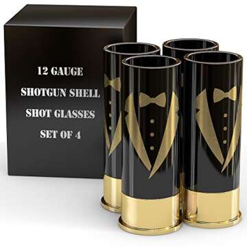 Old Southern Brass 12 Gauge Shot Glass Set - 4 Groomsmen Glasses