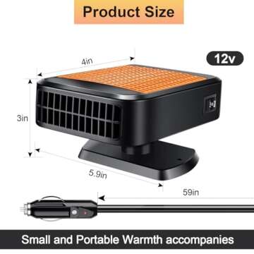 Portable Car Heater,12V 200W Fast Heating Defroster 2 in 1 Automobile Windshield Fast Heaters Car Heater That Plugs into Cigarette Lighter for Car, SUV, Trucks(Orange Black)