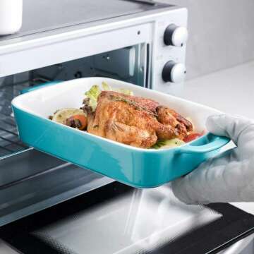 Ceramic Bakeware Set - 12.8x8.9 Inches Turquoise