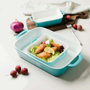 Ceramic Bakeware Set - 12.8x8.9 Inches Turquoise