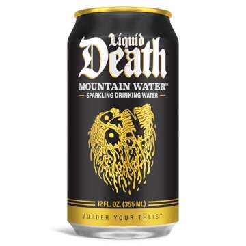 Liquid Death, Sparkling Mountain Water, 12-Pack (12oz Cans), Real Mountain Source, 100% American Made