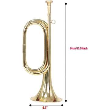 Tzong B Flat Military Cavalry Scouting Trumpet Bugle with Mouthpiece for School Band Cavalry Beginner Military Orchestra