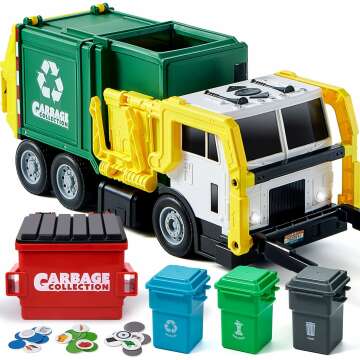 Friction Powered Garbage Truck Toy Set - Eco-Friendly Fun for Kids!