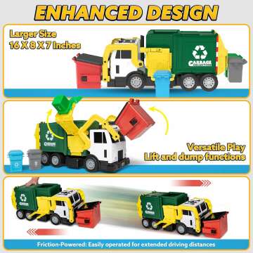 Friction Powered Garbage Truck Toy - Best Kids Toy!