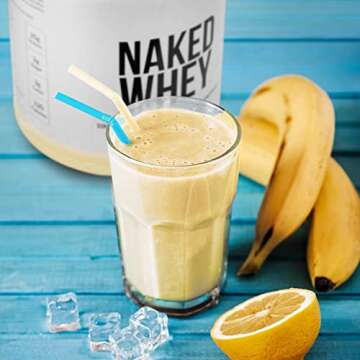 Naked Vanilla Whey Protein 1Lb, Only 3 Ingredients, All Natural Grass Fed Whey Protein Powder + Vanilla + Coconut Sugar- GMO-Free, Soy Free, Gluten Free. Aid Muscle Growth, 12 Servings