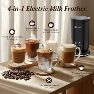 DEVINC 4-in-1 Electric Milk Frother, Steamer & Warmer