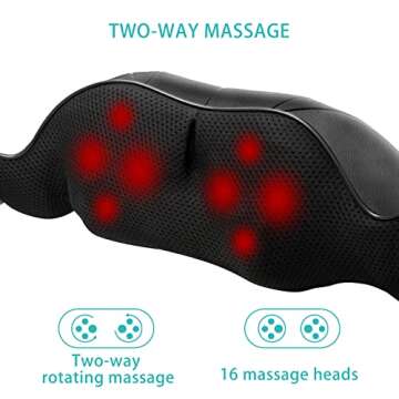 LINGTENG Shiatsu Back Shoulder and Neck Massager, Shiatsu Neck Massager, Back Massager with Soothing Heat, Shoulder Massager for Neck, Back, Shoulders, Feet, Ideal Relaxation Gift at Home, Office, Car