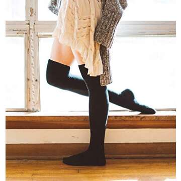 Thigh High Black Socks for Women - Moon Wood Style