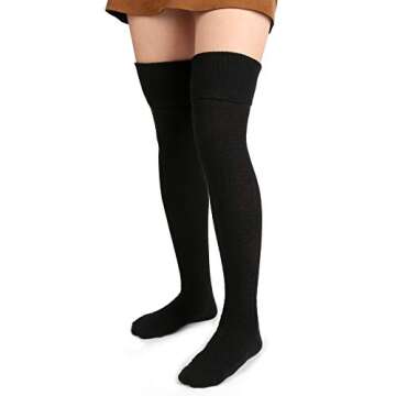 Thigh High Black Socks for Women - Moon Wood Style