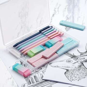 Cute Mechanical Pencil Set with Leads & Erasers