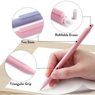 Cute Mechanical Pencil Set with Leads & Erasers