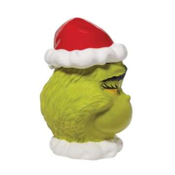 Department 56 Dr. Seuss The Grinch Face Sly Smile Sculpted Canister Cookie Jar, 10.24 Inch, Multicolor