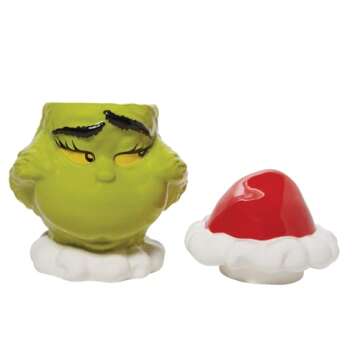 Department 56 Dr. Seuss The Grinch Face Sly Smile Sculpted Canister Cookie Jar, 10.24 Inch, Multicolor