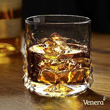 Venera 4 Packs Old Fashioned Whiskey Glasses 120ML - Scotch Bourbon Glass Transparent Color Wine Glass Ultra Clarity Fade or Flake Free Clear Rum Glass Luxury Gift Idea - Set of 4