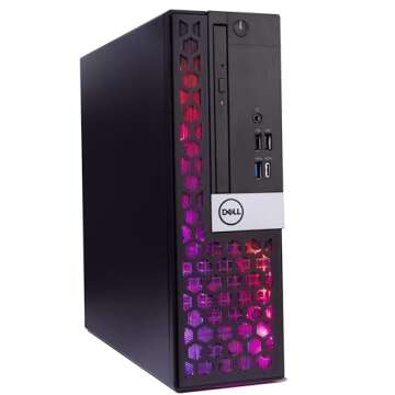 Dell OptiPlex Desktop RGB PC, Intel Core i5, AMD RX 550, 16GB RAM, 512GB SSD, 24 Inch HDMI Monitor, RGB Keyboard Mouse and Headset, WiFi, Windows 10 Pro (Renewed)