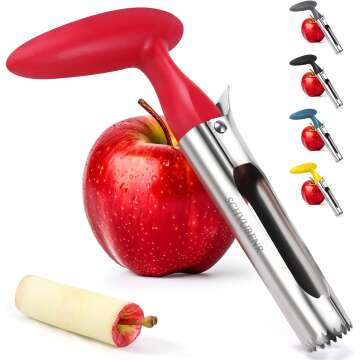 SCHVUBENR Premium Apple Corer Tool - Easy to Use and Clean - Sturdy Apple Core Remover with Sharp Serrated Blades - Stainless Steel Corers for Apple and Pear - Core Fruits with Ease(Red)