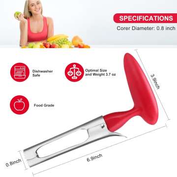 SCHVUBENR Premium Apple Corer Tool - Easy to Use and Clean - Sturdy Apple Core Remover with Sharp Serrated Blades - Stainless Steel Corers for Apple and Pear - Core Fruits with Ease(Red)