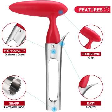 SCHVUBENR Premium Apple Corer Tool - Easy to Use and Clean - Sturdy Apple Core Remover with Sharp Serrated Blades - Stainless Steel Corers for Apple and Pear - Core Fruits with Ease(Red)