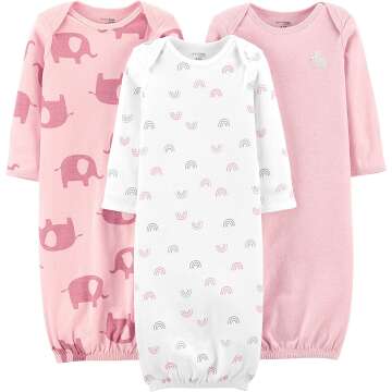 Carter's Baby Girls' Cotton Sleeper Gown Pack of 3