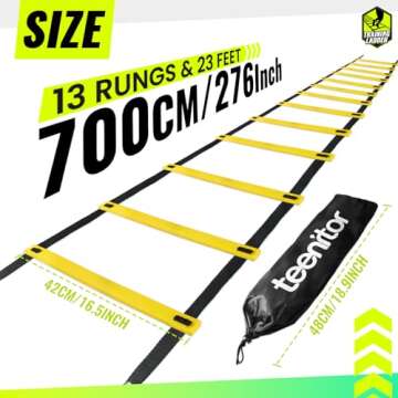 Teenitor 13 Rung Agility Ladder Speed Ladder Training Ladder for Soccer, Speed, Football Fitness Feet Training Carry Bag Agility Training Equipment, Workout Ladder, Sports Agility Ladders for Kids