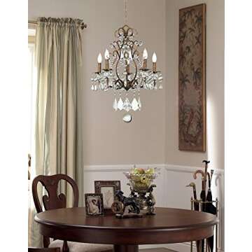 Vienna Full Spectrum Jolie Bronze Small Chandelier Lighting 19 1/2" Wide French Country Crystal Beaded 5-Light Fixture for Dining Room House Foyer Entryway Kitchen Bedroom Living Room High Ceilings