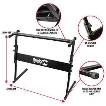 RockJam 61-Key Piano Kit with Stand and Headphones