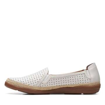 Clarks Elaina Ruby Loafer in White Leather, Size 6.5