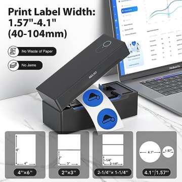 Nelko Bluetooth Thermal Shipping Label Printer, Wireless 4x6 Shipping Label Printer for Shipping Packages, Support Android, iPhone and Windows, Widely Used for Amazon, Ebay, Shopify (Black)