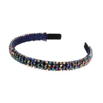 Ruihfas Fashion Sparkle 4 Rows Crystal Rhinestone Headbands Beaded Hair Hoop Band (Multicolored)