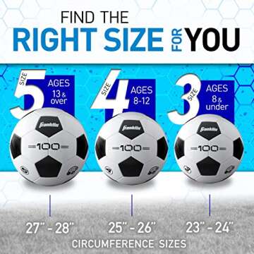 Franklin Sports Soccer Balls - Size 3 F-100 - Youth Soccer Ball, White/Black