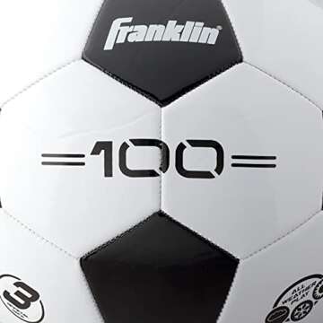 Franklin Sports Soccer Balls - Size 3 F-100 - Youth Soccer Ball, White/Black