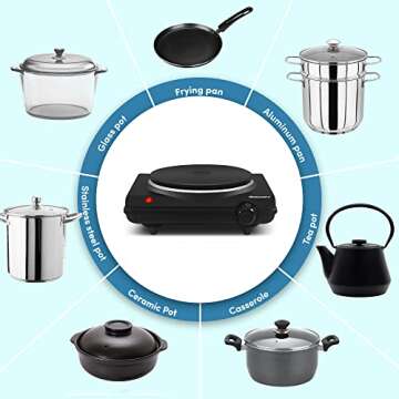 Elite Gourmet Electric Hot Plate, 1000W Cast Iron