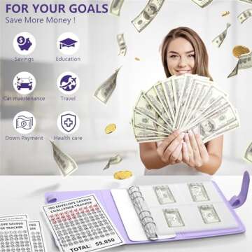 100 Envelopes Money Saving Challenge, Planner 2025-2026, Budget Binder Savings Challenge Book, Savings Challenges Budget Book Binder,Budget Planner Book for Saving Money (Violet)