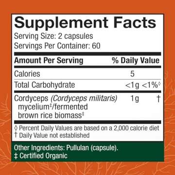 Host Defense Cordyceps Capsules - Immune & Energy Support Supplement - Kidney Health Supplement with Cordyceps - Fitness Support Supplement to Aid Oxygen Uptake - 120 Capsules (60 Servings)*