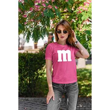 Letter M Halloween Costumes T-Shirt | Funny Cool Graphic tee idea | for Women Azalea Pink