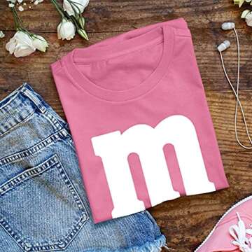 Letter M Halloween Costumes T-Shirt | Funny Cool Graphic tee idea | for Women Azalea Pink