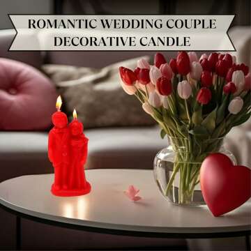 Vrinda® Decorative Candle Erotic Wedding Couple – Couple Art Portrait Candle Mould - Handcrafted Romantic Figurine Candles for Rituals, Couple Spell, Marriage, and Other Special Occasion (Red)