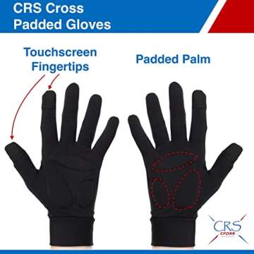 CRS Cross Padded Ice Skating Gloves. Warm Padded Protection for Figure Skating Testing, Practice, Dance Competitions, Roller Skaters and Cheerleading. (Black, Youth Small- Toddler)