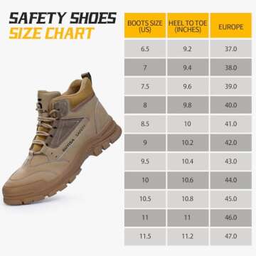 GUSAYEX Steel Toe Boots for Men Safety Shoes Work Boots Lightweight Work Shoes Non Slip Steel Toe Sneakers Comfortable Industry Construction Steel Toe Work Shoes Fashionable Safety Boots for Men