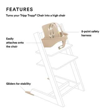 Stokke Tripp Trapp Baby Set, Natural - Convert The Tripp Trapp Chair into High Chair - Removable Seat + Harness for 6-36 Months - Compatible with Tripp Trapp Models After May 2006