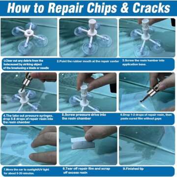 Windshield Chip Repair Kit, Windshield Repair Kit for Chips and Cracks, 2 Bottles Car Windshield Crack Repair Kit Quick Fix for Rock Chip Repair Kit Windshield Chips, Cracks in Bulls-Eye, Star-Shaped