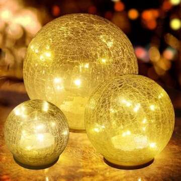 Glass Ball LED Light Orb Lamp Crackle Glass Light Warm White Night Lamp for Mother' Day Gift Bedroom Living-Room Dresser Nursery Kitchen Garden Restaurant Modern Glass Decoration Glass Craft