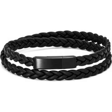 MVMT Leather Dress Wrap - Bracelet for Men with Magnetic Clasp for Ease of Use - Thin Braided Leather Bracelets - Premium Men’s Jewelry - Cool Leather Wrap Bracelet for Men