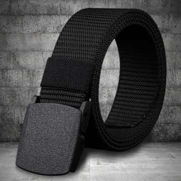 West Leathers [3 Pack] Nylon Military Tactical Men Belt Webbing Canvas Outdoor Adjustable Web Belt with Plastic Buckle Fits Pant