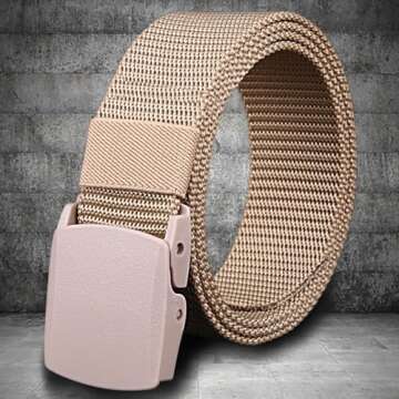 West Leathers [3 Pack] Nylon Military Tactical Men Belt Webbing Canvas Outdoor Adjustable Web Belt with Plastic Buckle Fits Pant