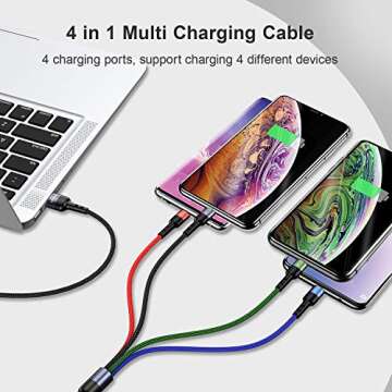 Multi Charging Cable USAMS 2Pack 4FT 4 in 1 Nylon Braided USB Fast Charging Cord Adapter Type C Micro Port Compatible Cell Phones Tablets and More