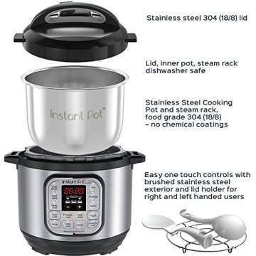 Instant Pot Duo 7-in-1 Mini Electric Pressure Cooker, Slow Rice Cooker, Steamer, Sauté, Yogurt Maker, Warmer & Sterilizer, Includes Free App with over 1900 Recipes, Stainless Steel, 3 Quart