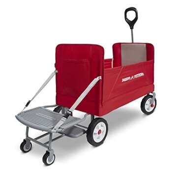 Radio Flyer 3-in-1 Folding Wagon with Cooler Caddy for Kids, Garden & Cargo (Amazon Exclusive) , Red